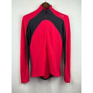 Women’s Gore Bike Wear XL Red & Black Long Sleeve Half Zip Athletic Shirt